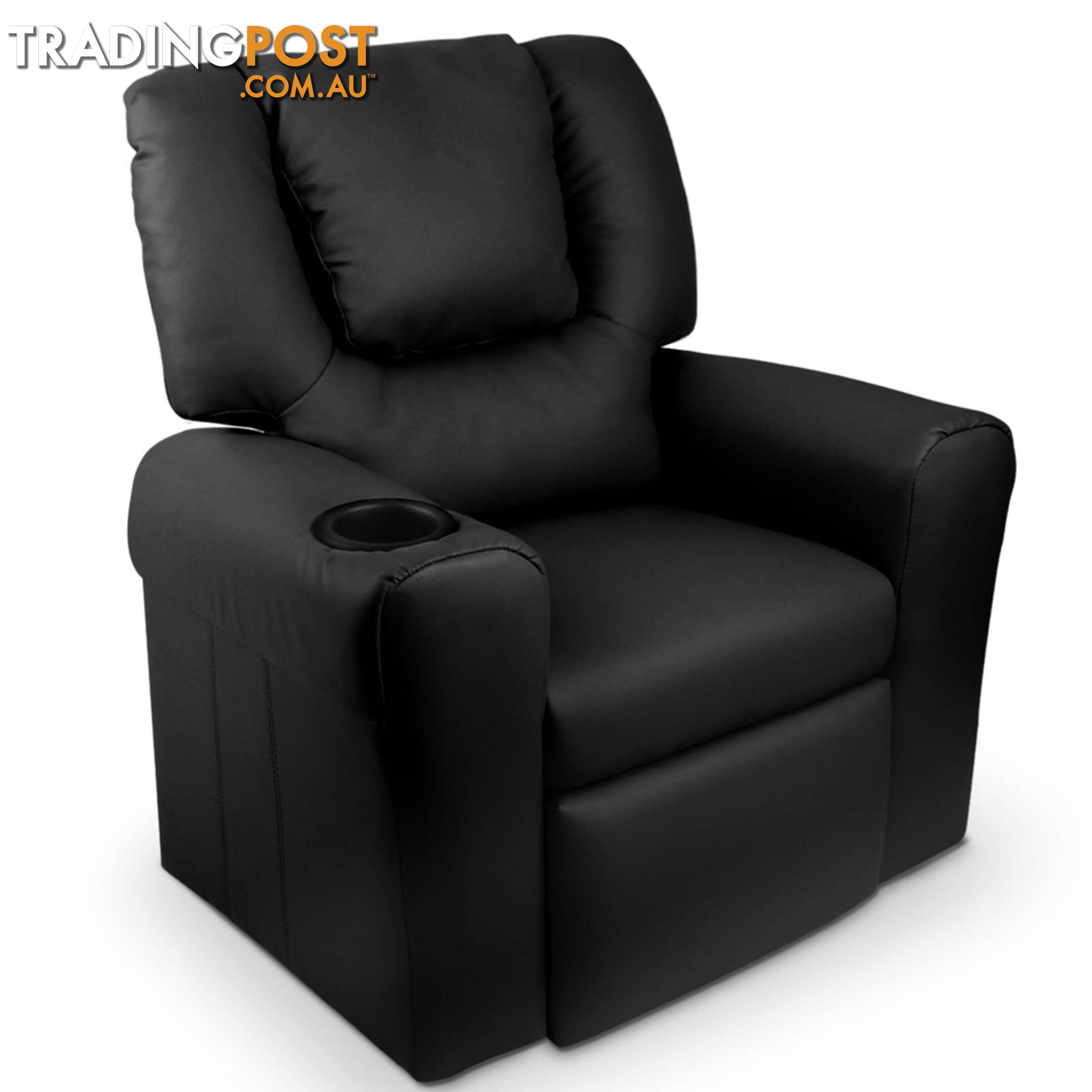 Premium Children PU Leather Sofa Kids Recliner Lounge Padded Arm Chair Black