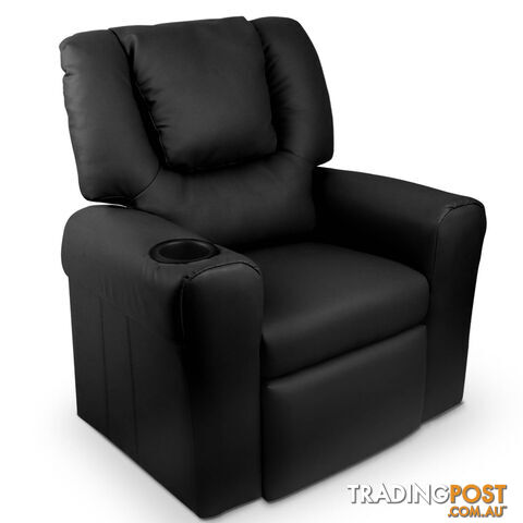 Premium Children PU Leather Sofa Kids Recliner Lounge Padded Arm Chair Black