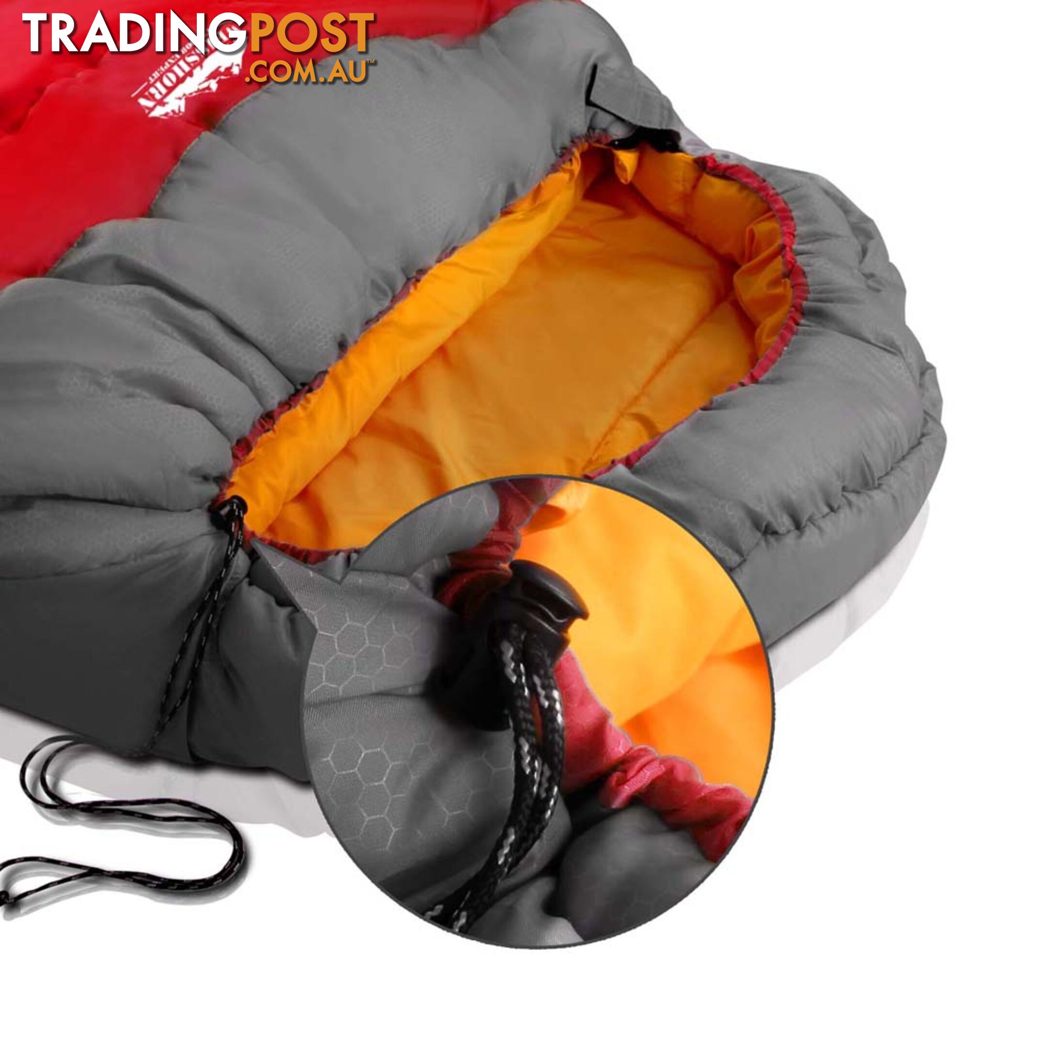 Outdoor Camping Sleeping Bag Winter Pebble Thermal Tent Hiking King Red -15_C