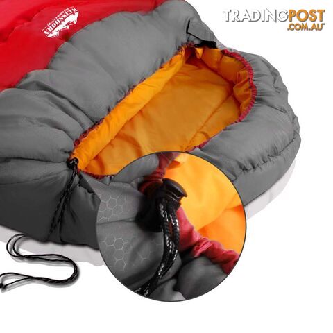 Outdoor Camping Sleeping Bag Winter Pebble Thermal Tent Hiking King Red -15_C