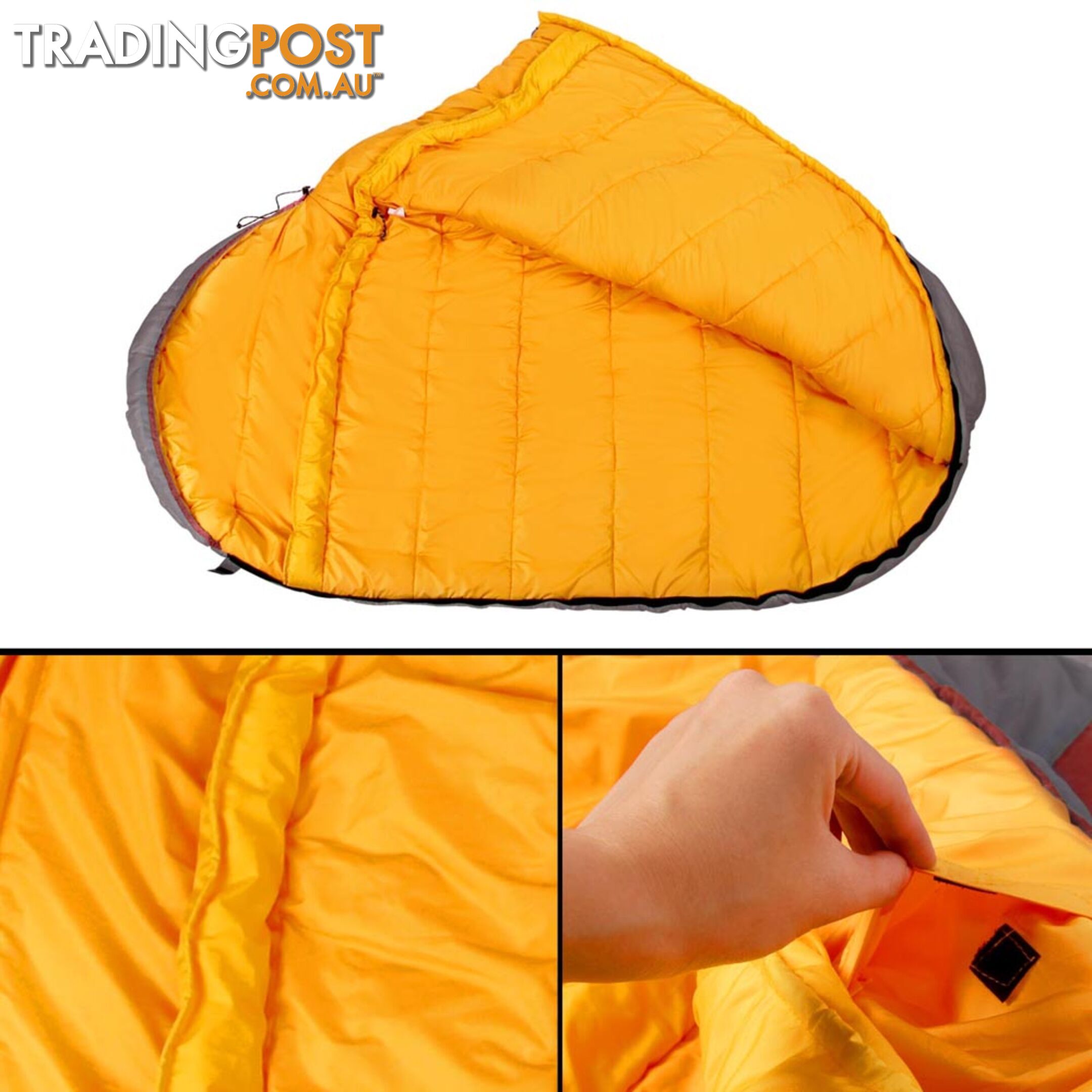 Outdoor Camping Sleeping Bag Winter Pebble Thermal Tent Hiking King Red -15_C