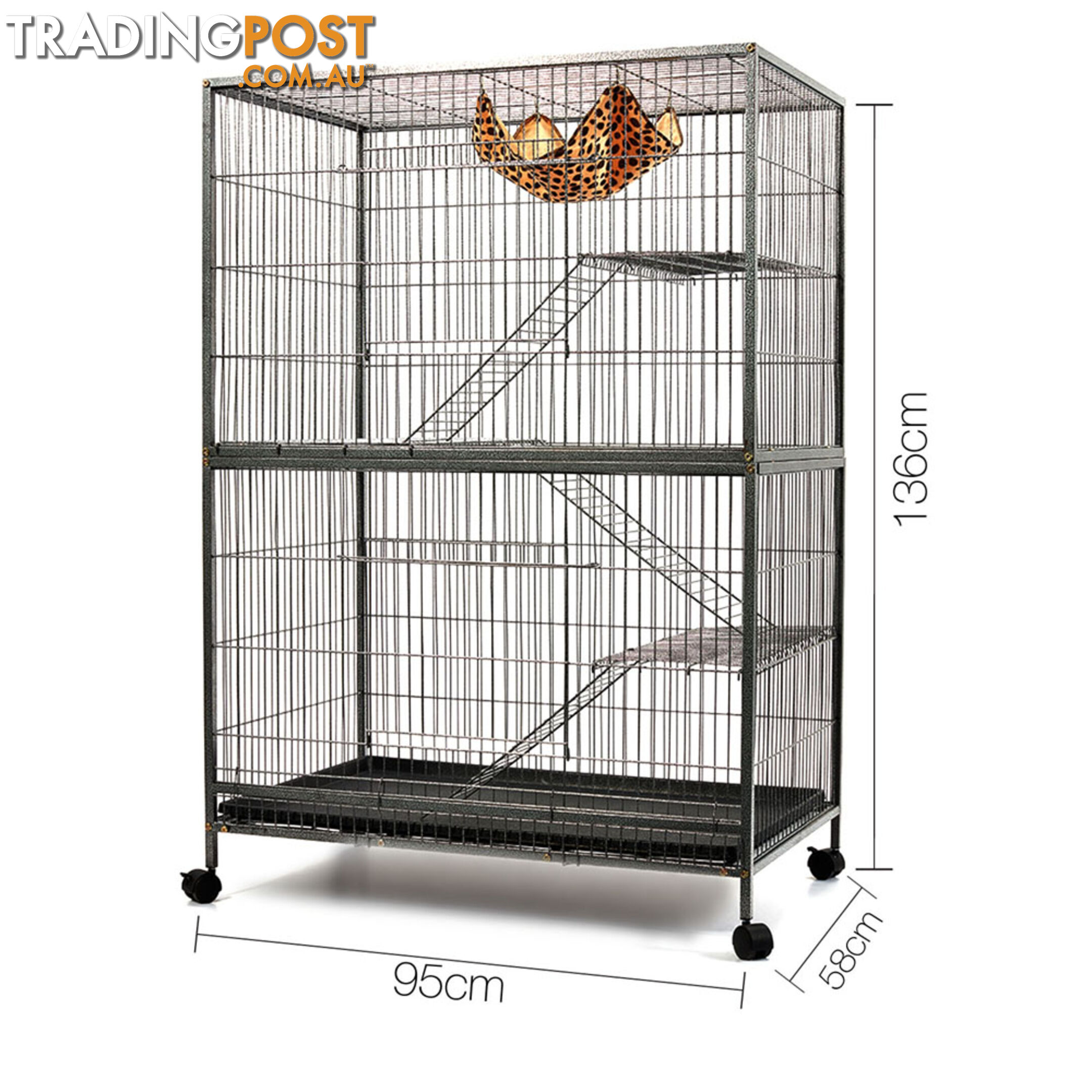 136cm Multi Level Bird Cage 3 Level Cat Ferret Hamster Rat Parrot Budgie Aviary