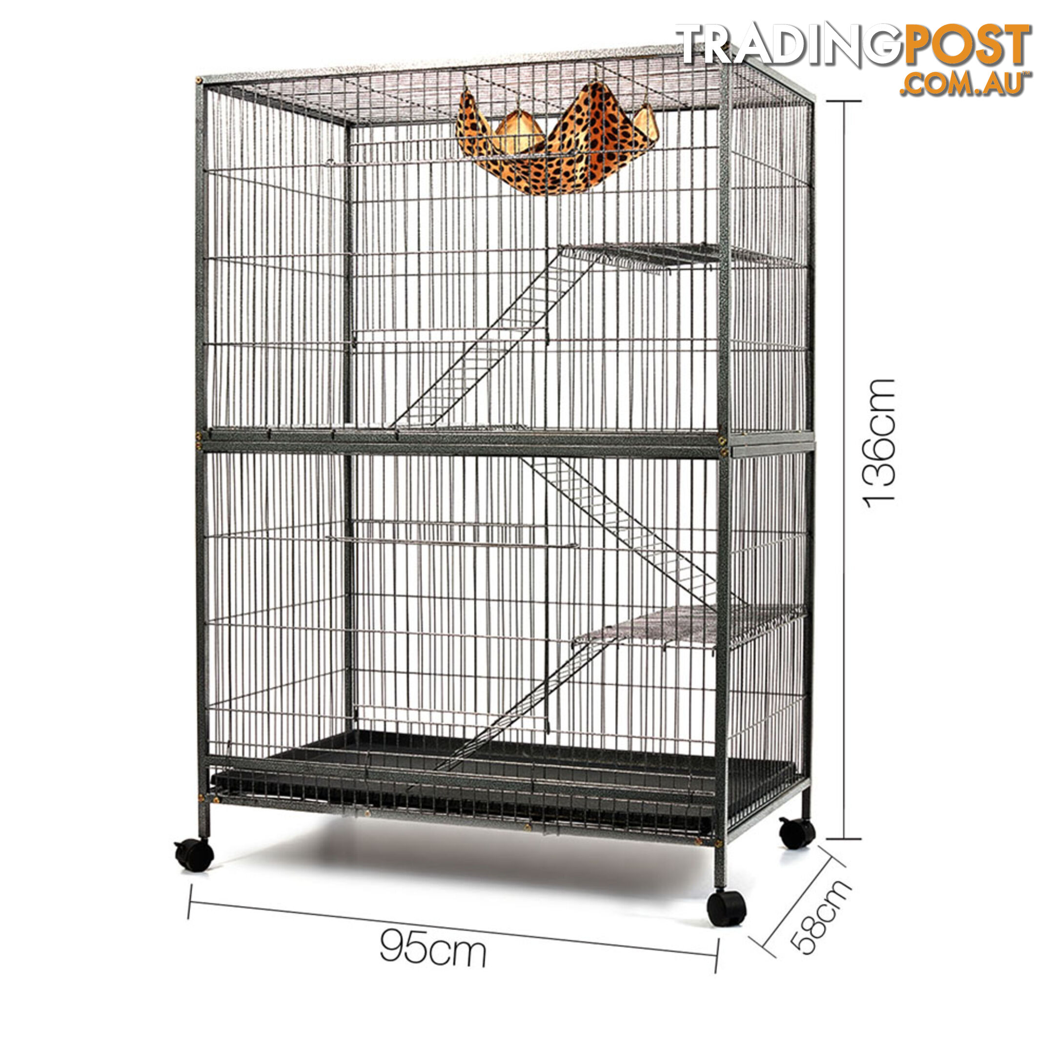 136cm Multi Level Bird Cage 3 Level Cat Ferret Hamster Rat Parrot Budgie Aviary