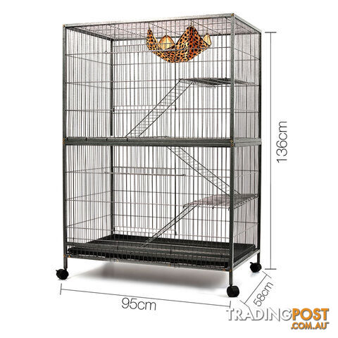 136cm Multi Level Bird Cage 3 Level Cat Ferret Hamster Rat Parrot Budgie Aviary