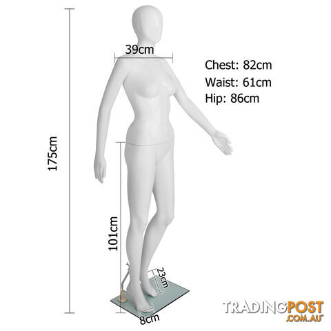 Full Body Female Mannequin Cloth Display Tailor Dressmaker Egg Head White 175cm