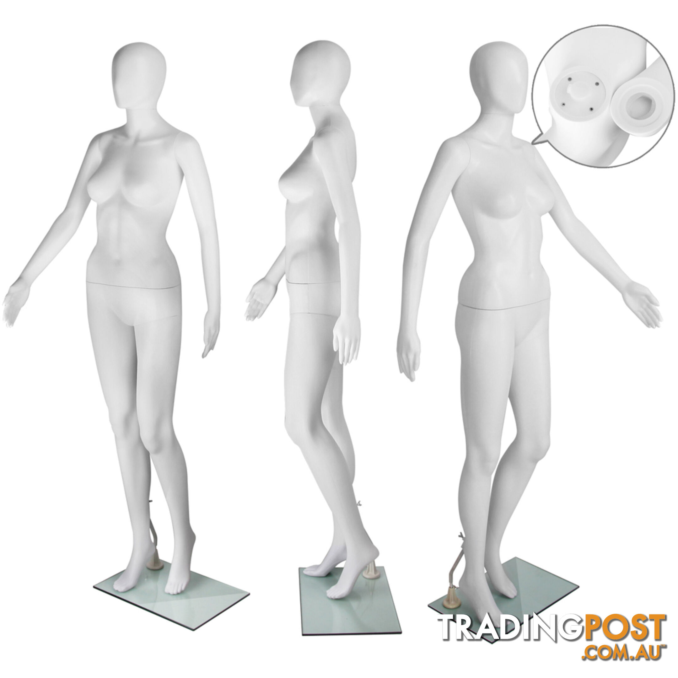 Full Body Female Mannequin Cloth Display Tailor Dressmaker Egg Head White 175cm