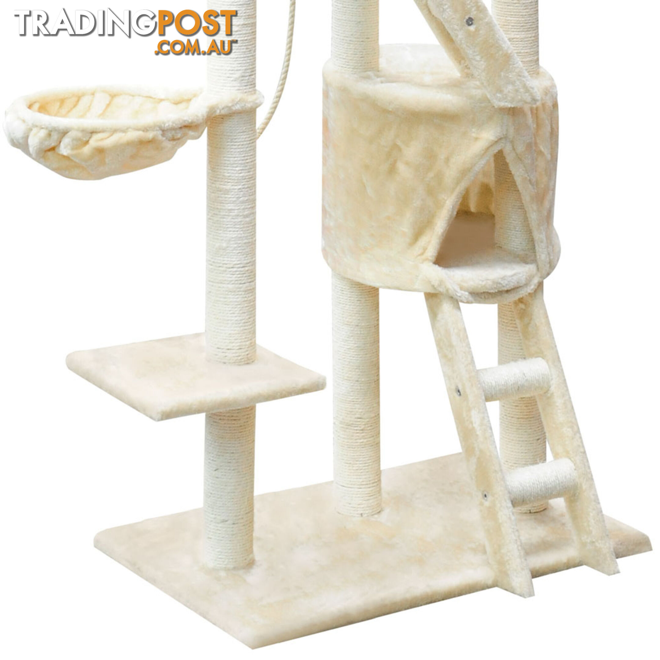 Large Cat Scratching Poles Tree Multi Level Climber Pet Toy Gym House Beige 2.4M