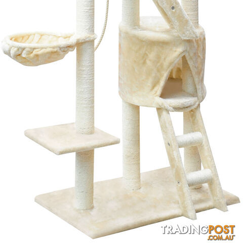 Large Cat Scratching Poles Tree Multi Level Climber Pet Toy Gym House Beige 2.4M