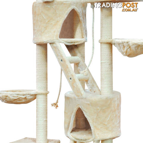 Large Cat Scratching Poles Tree Multi Level Climber Pet Toy Gym House Beige 2.4M