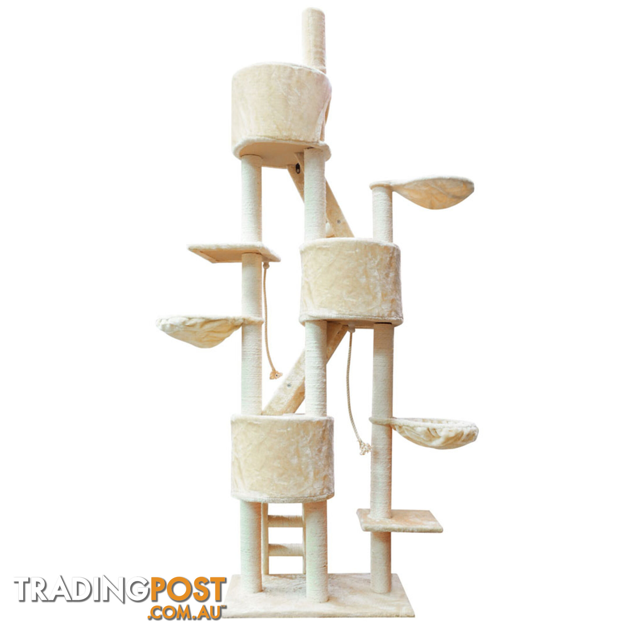 Large Cat Scratching Poles Tree Multi Level Climber Pet Toy Gym House Beige 2.4M