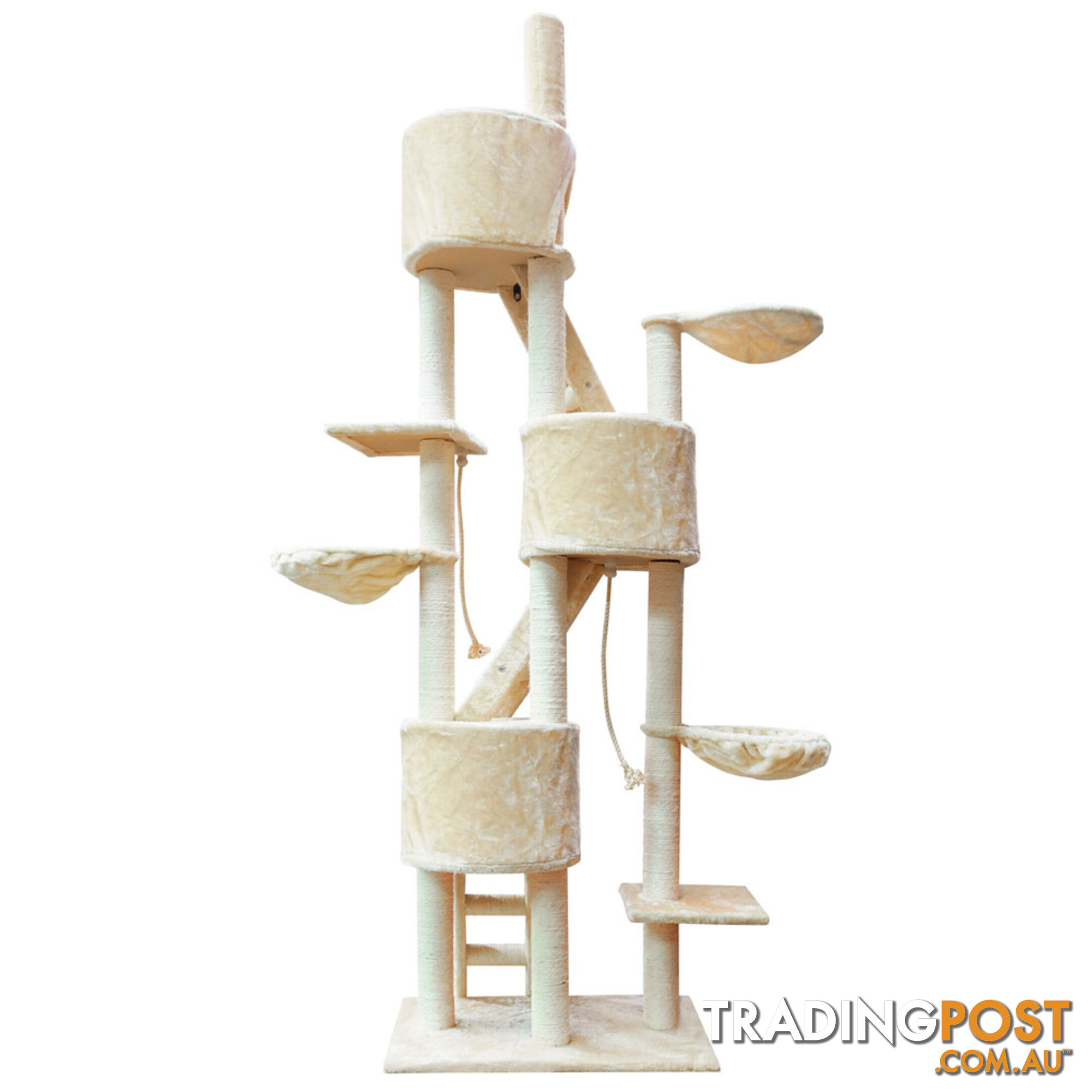 Large Cat Scratching Poles Tree Multi Level Climber Pet Toy Gym House Beige 2.4M