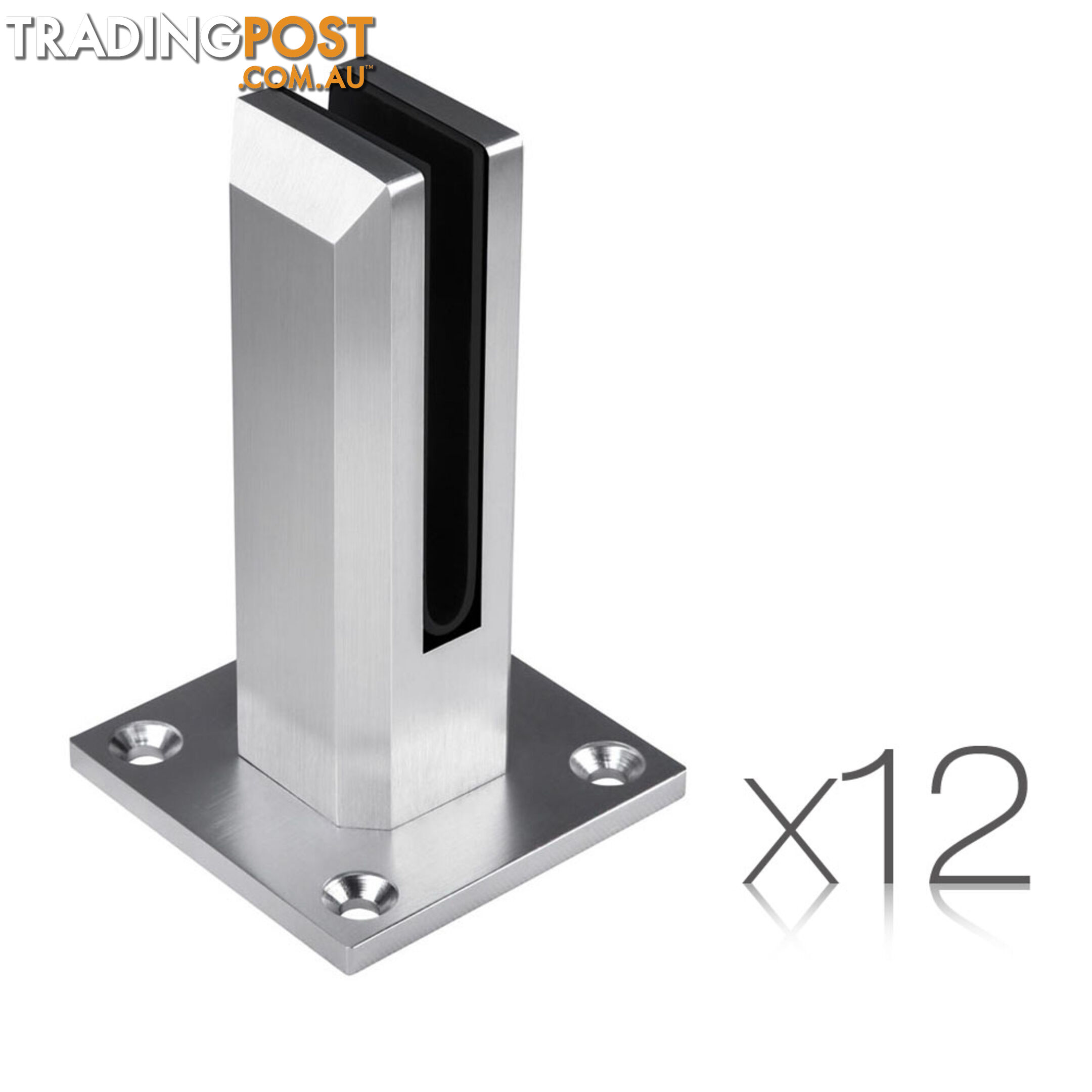 12 x Square Frameless Glass Spigots Fencing Balustrade Clamp Fence Spigot Mount