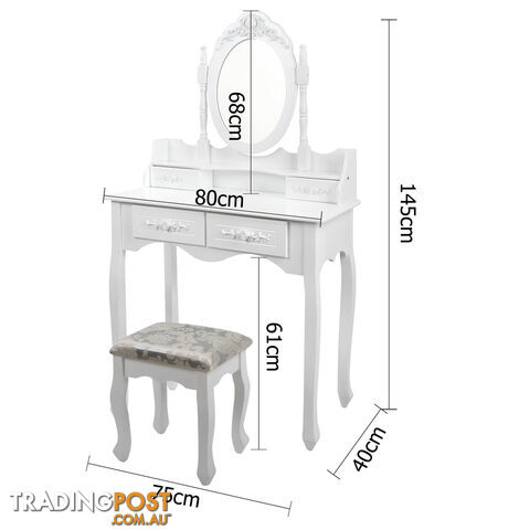 4 Drawer Dressing Table w/ Mirror White - photo 2 of 8