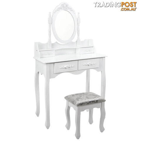 4 Drawer Dressing Table w/ Mirror White