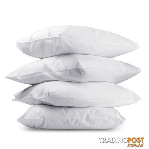 New 4 x Firm Bed Pillows Set Cotton Cover Family Hotel Air BNB 73 x 48cm