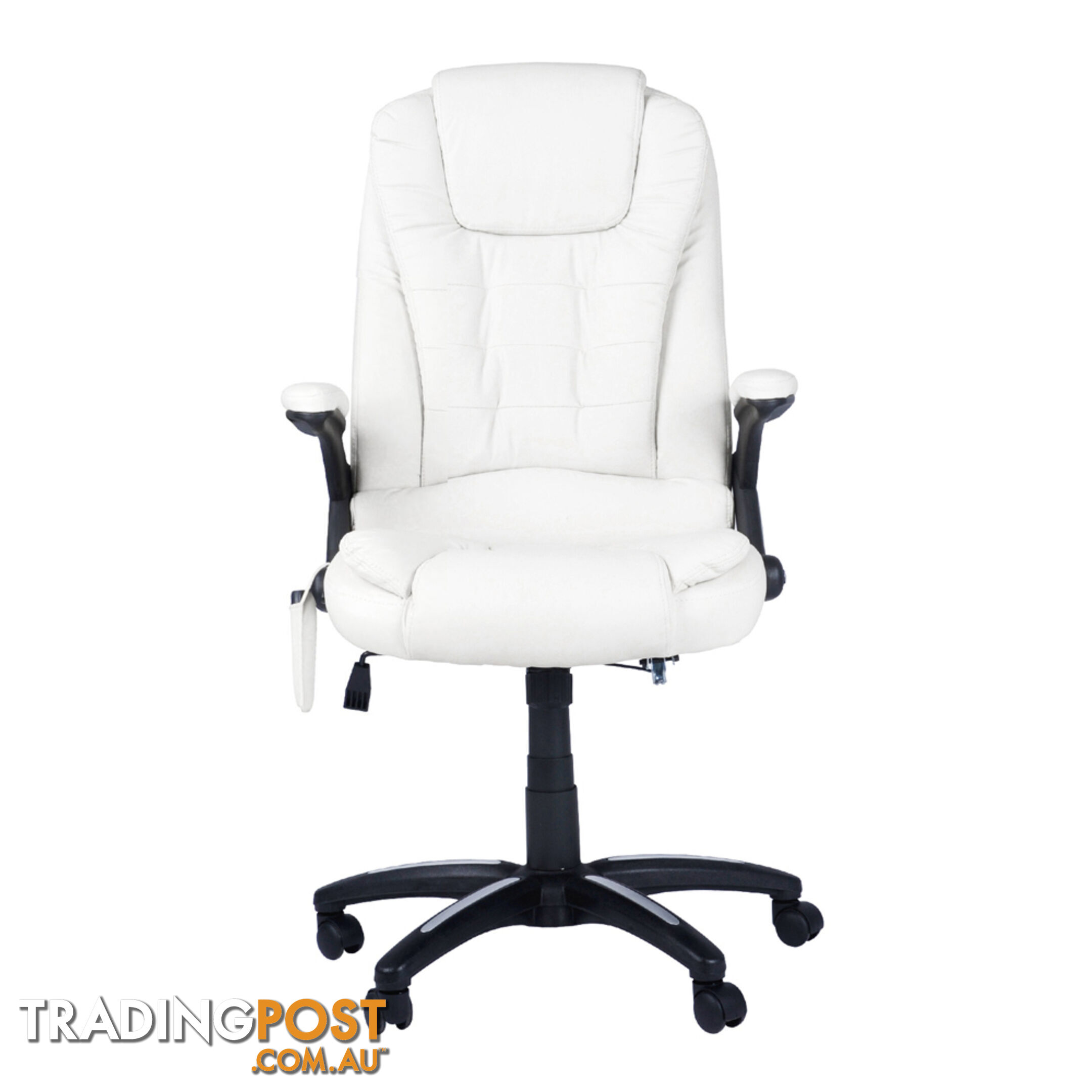 8 Point Massage Executive PU Leather Office Computer Chair Wireless Remote White