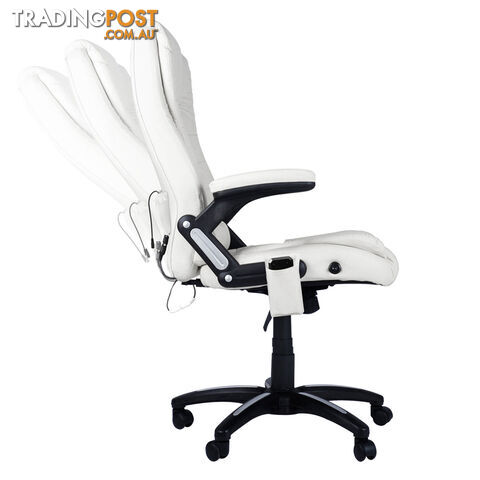 8 Point Massage Executive PU Leather Office Computer Chair Wireless Remote White