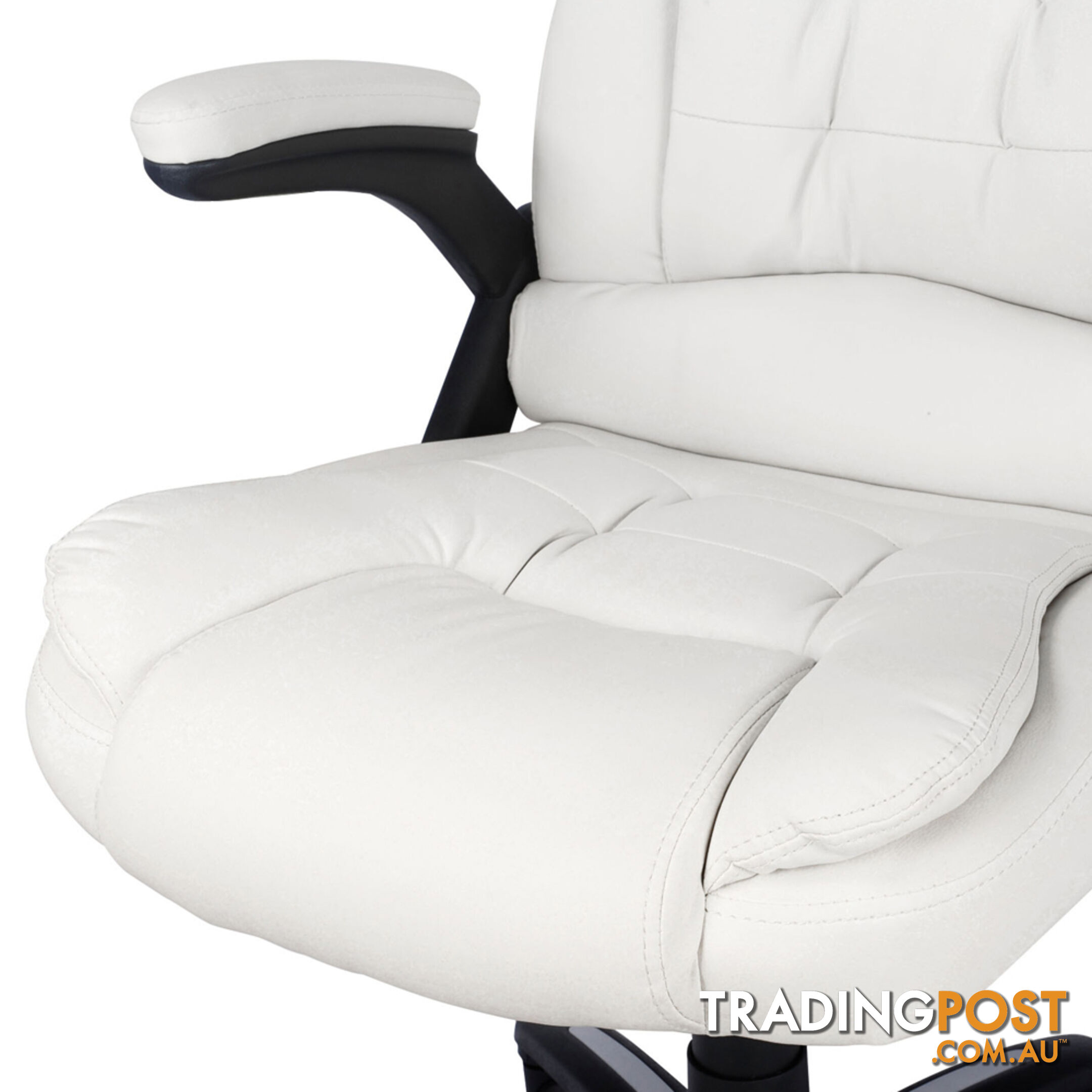 8 Point Massage Executive PU Leather Office Computer Chair Wireless Remote White