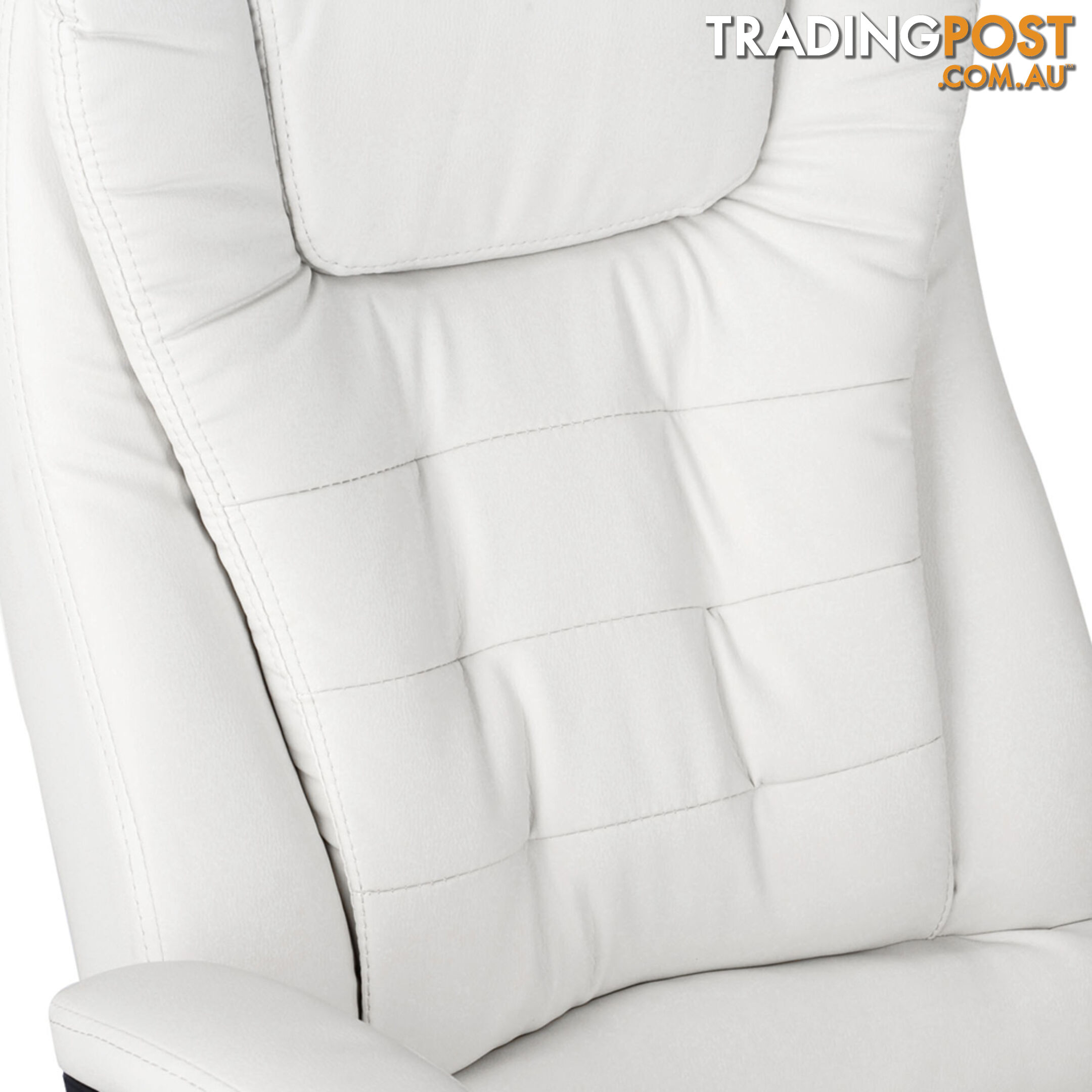 8 Point Massage Executive PU Leather Office Computer Chair Wireless Remote White