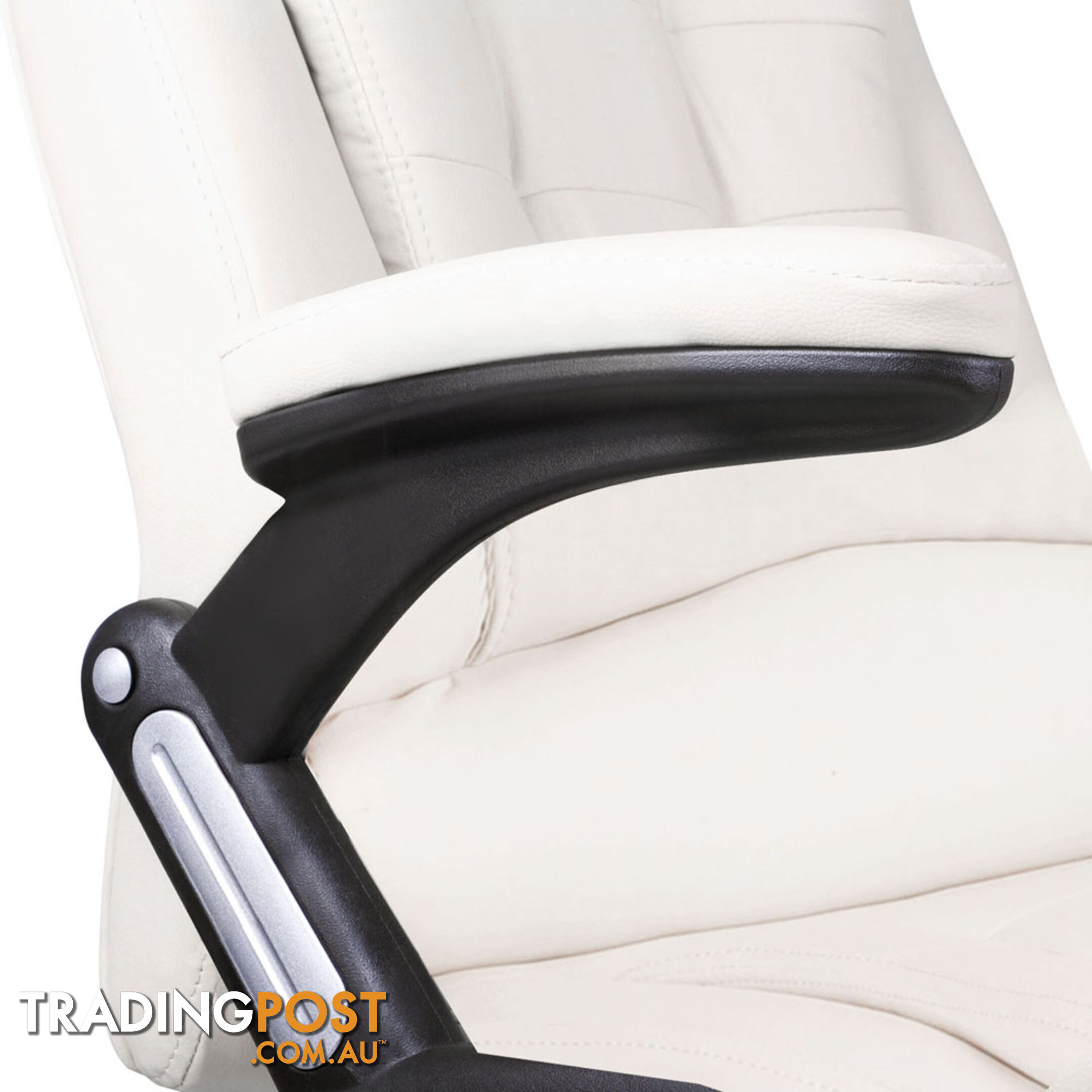 8 Point Massage Executive PU Leather Office Computer Chair Wireless Remote White