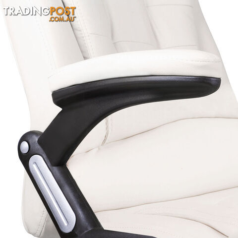 8 Point Massage Executive PU Leather Office Computer Chair Wireless Remote White