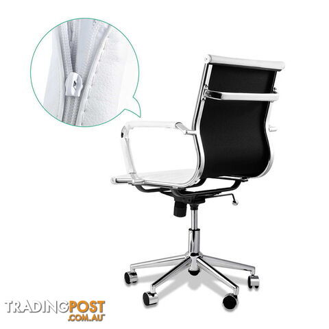 PU Leather Executive Office Computer Chair Eames Replica Ergonomic Chair White