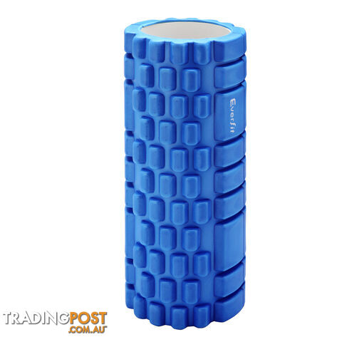 Yoga EVA Grid Foam Roller Gym Pilates Physio Massage Trigger Point Blue 33x14cm