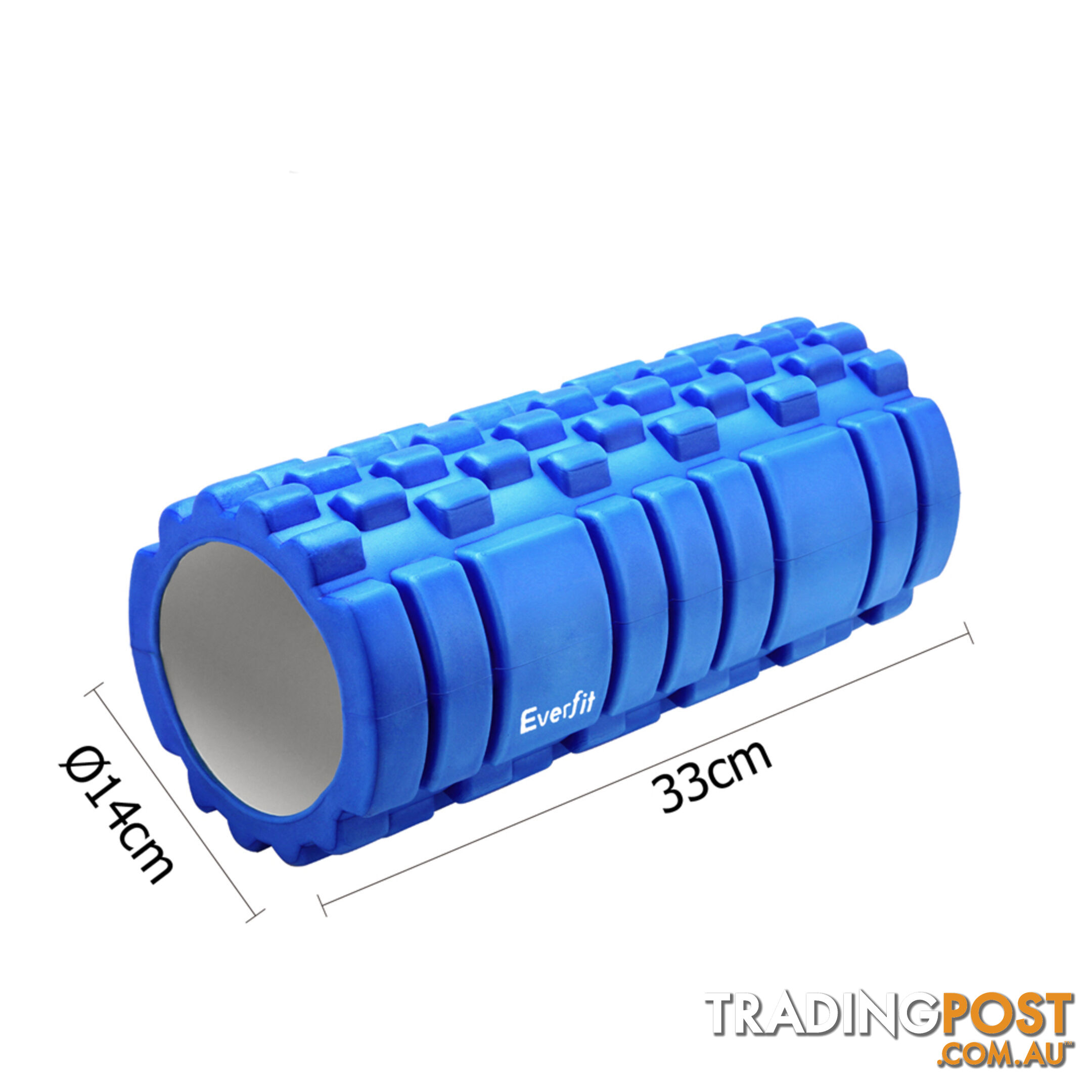 Yoga EVA Grid Foam Roller Gym Pilates Physio Massage Trigger Point Blue 33x14cm