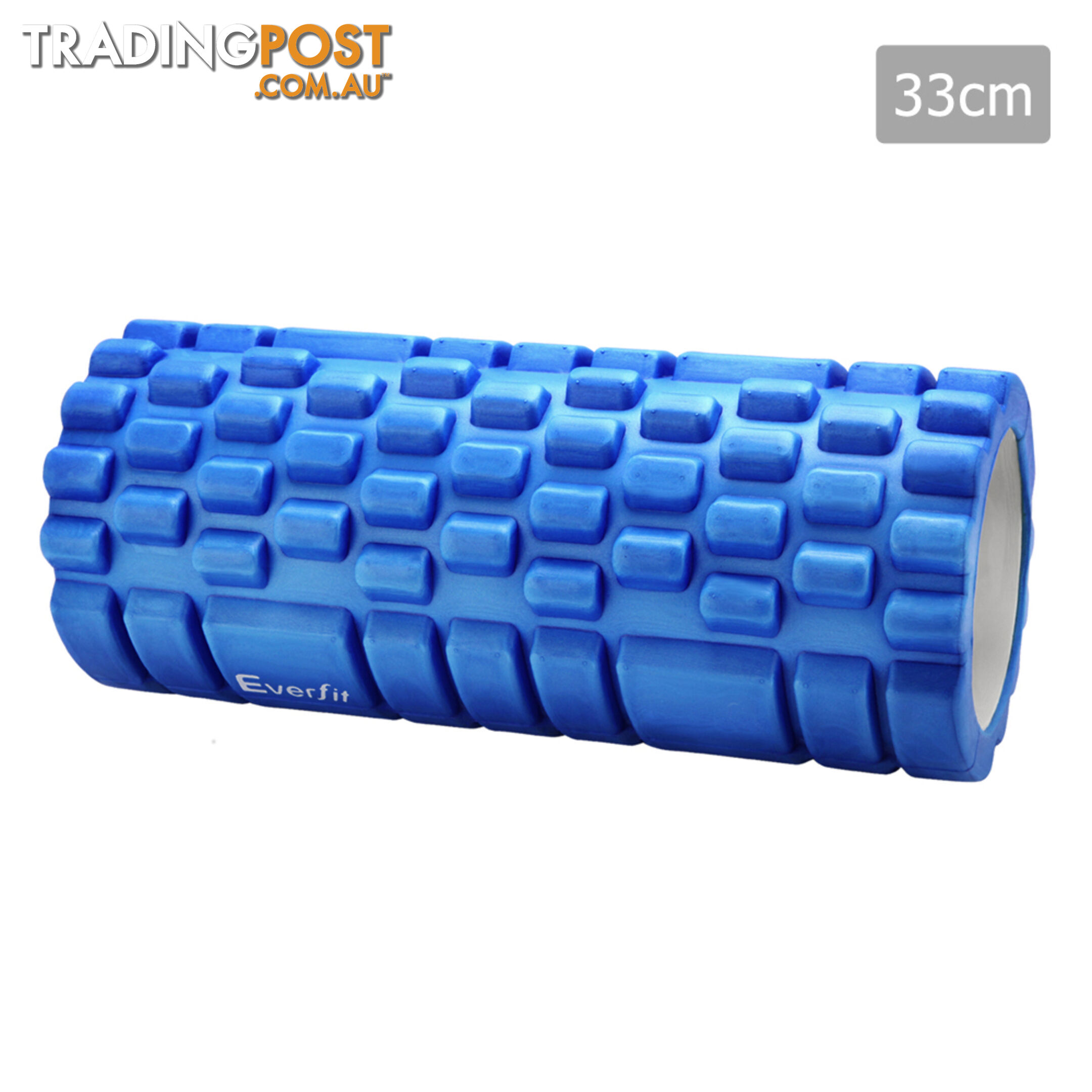 Yoga EVA Grid Foam Roller Gym Pilates Physio Massage Trigger Point Blue 33x14cm