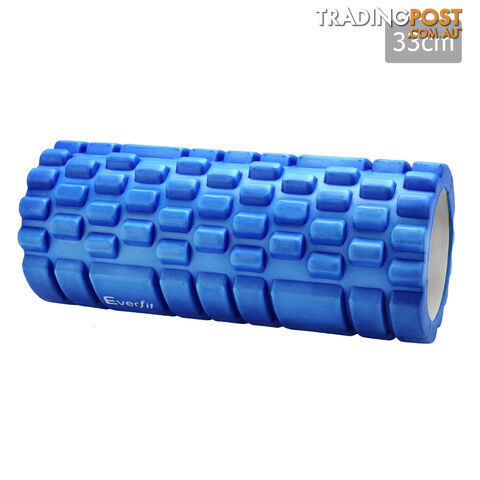 Yoga EVA Grid Foam Roller Gym Pilates Physio Massage Trigger Point Blue 33x14cm