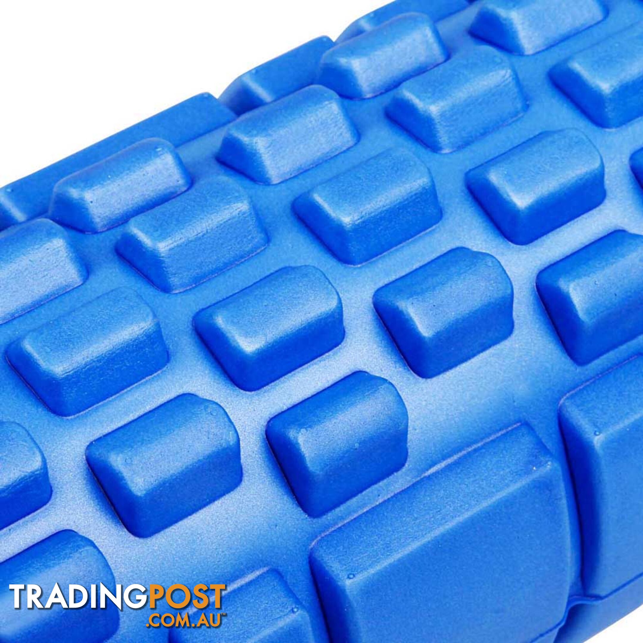 Yoga EVA Grid Foam Roller Gym Pilates Physio Massage Trigger Point Blue 33x14cm