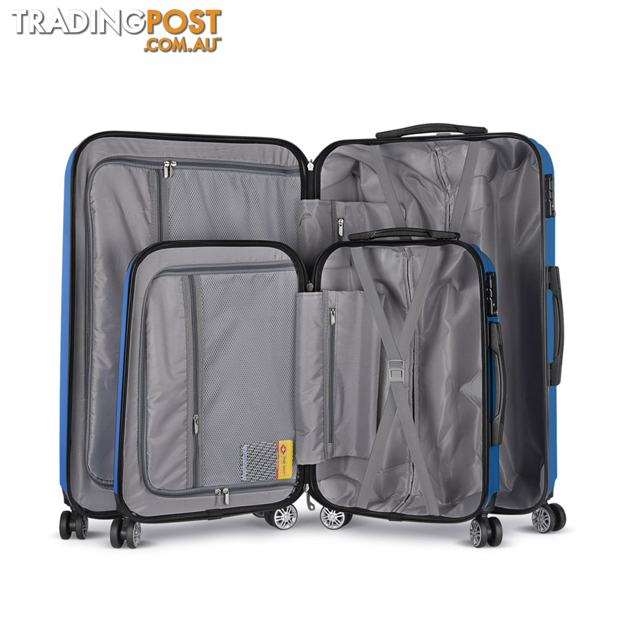 2PCS Travel Luggage Set Hard Shell Super Lightweight Suitcase Spinner Wheel Blue
