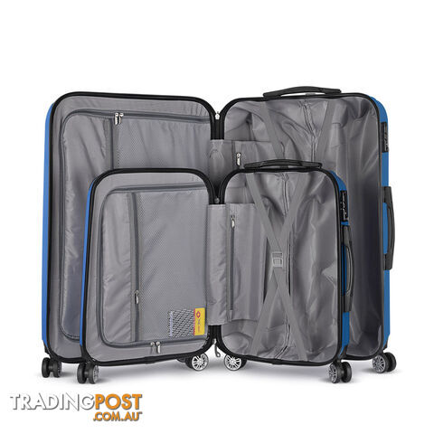 2PCS Travel Luggage Set Hard Shell Super Lightweight Suitcase Spinner Wheel Blue