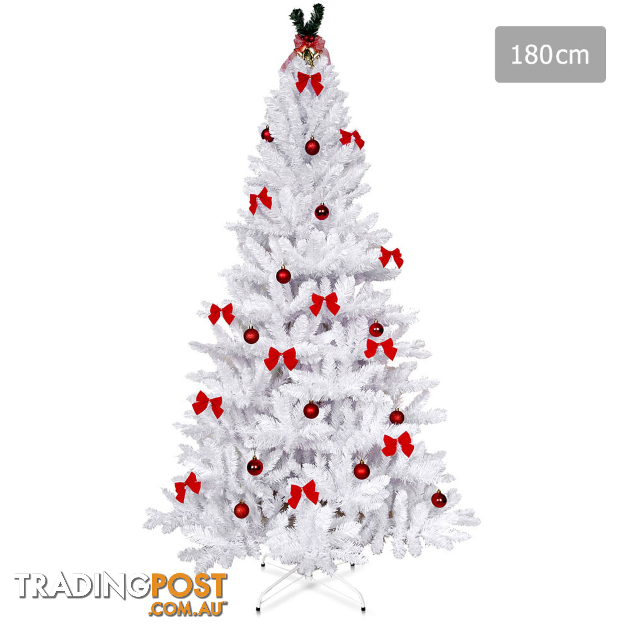 6FT Christmas Tree Free Ornament 1.8M Xmas Trees Decorate Metal Base White