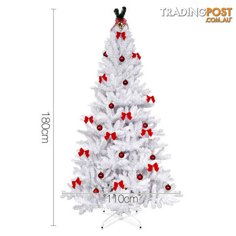 6FT Christmas Tree Free Ornament 1.8M Xmas Trees Decorate Metal Base White