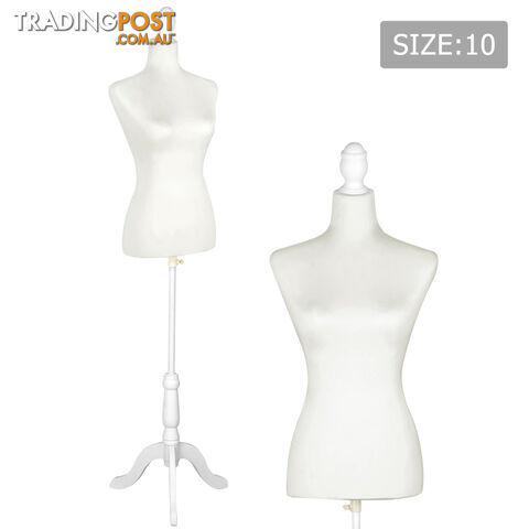 Female Mannequin Cloth Display Tailor Dressmaker White Size 10