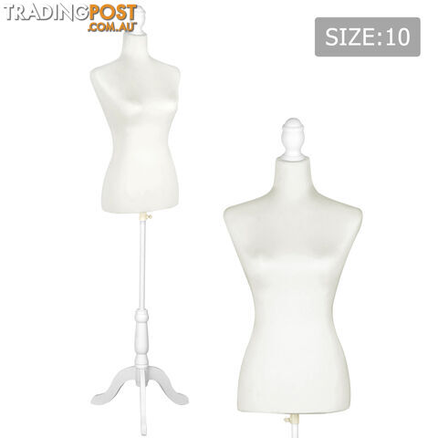 Female Mannequin Cloth Display Tailor Dressmaker White Size 10