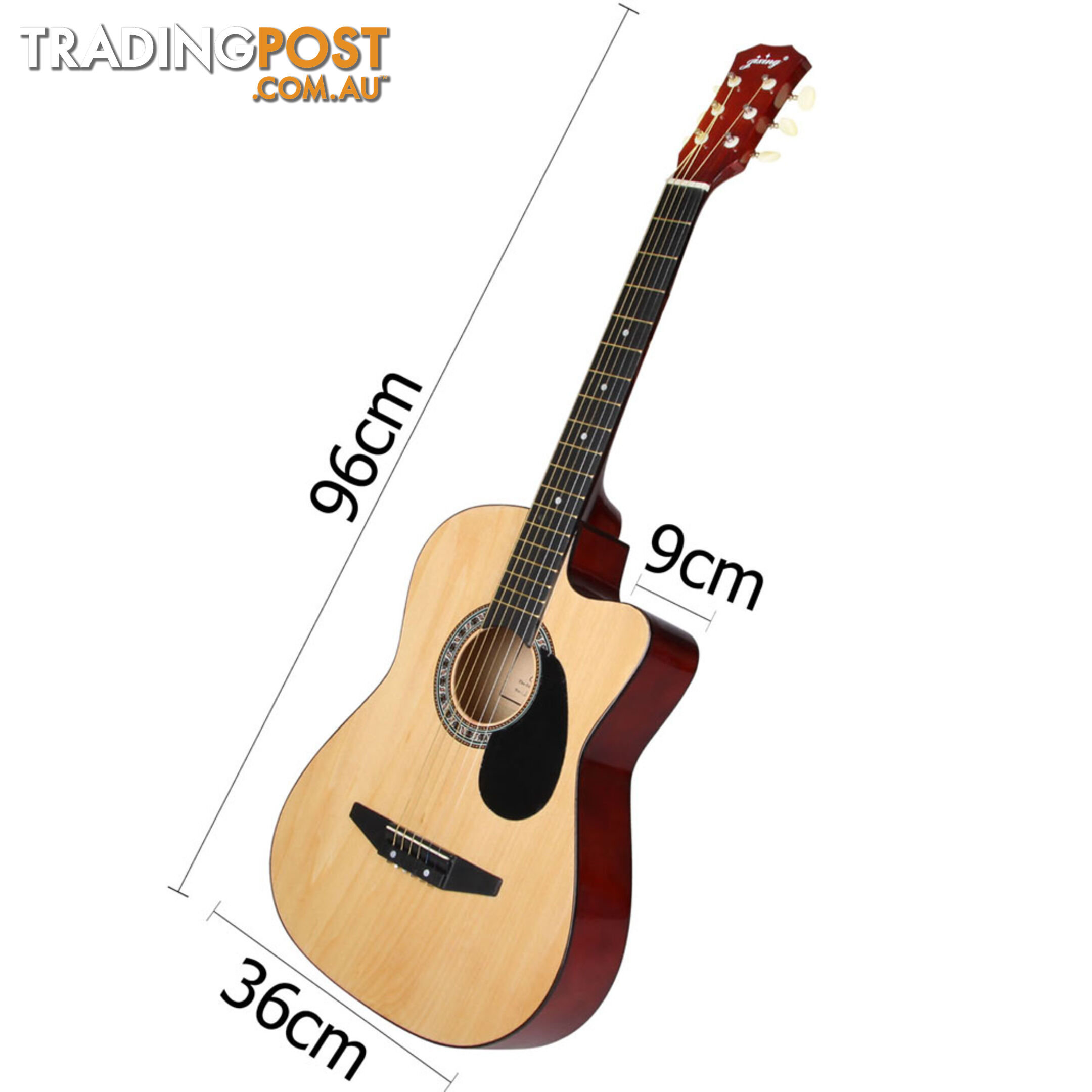 Acoustic Cutaway Guitar Natural w/ Steel String Stand Strap