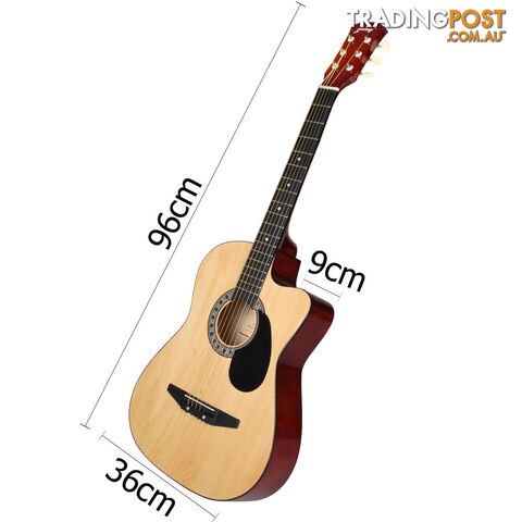 Acoustic Cutaway Guitar Natural w/ Steel String Stand Strap