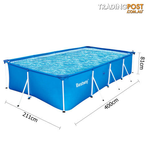 13FT Above Ground Rectangular Swimming Pool Steel Frame Filter Pump 4M Blue