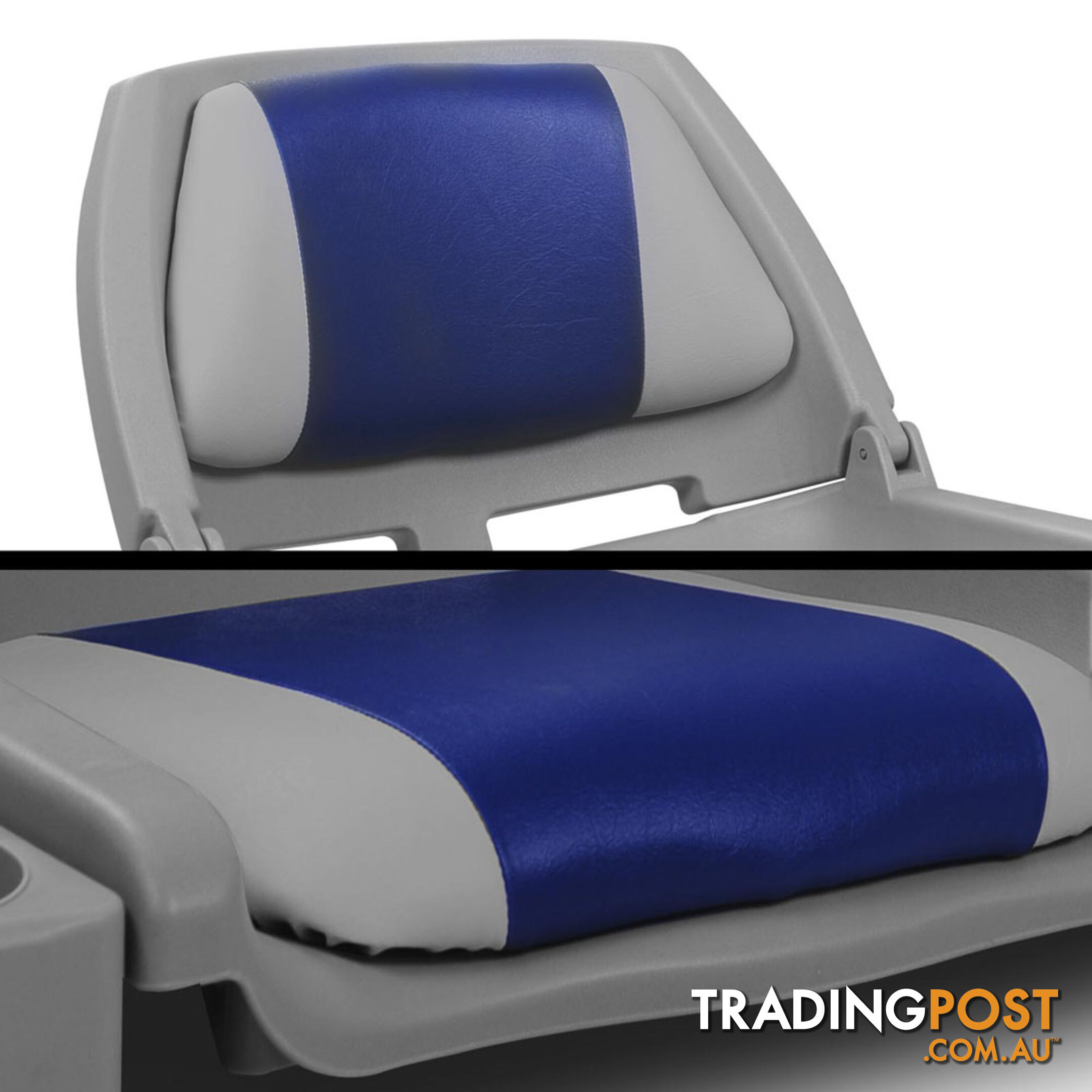 Set of 2 Swivel Folding Marine Boat Seats White Blue