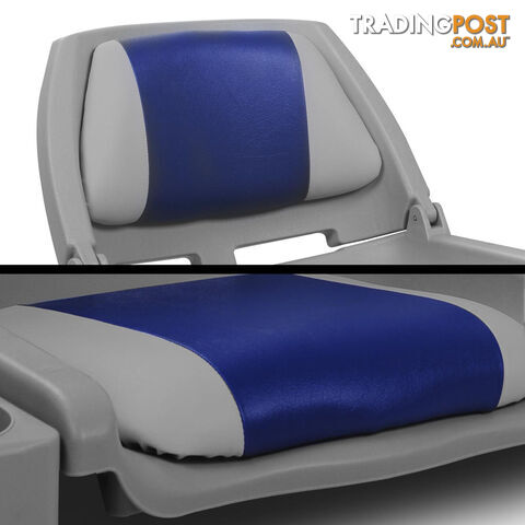 Set of 2 Swivel Folding Marine Boat Seats White Blue