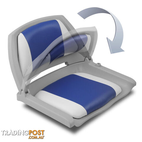 Set of 2 Swivel Folding Marine Boat Seats White Blue