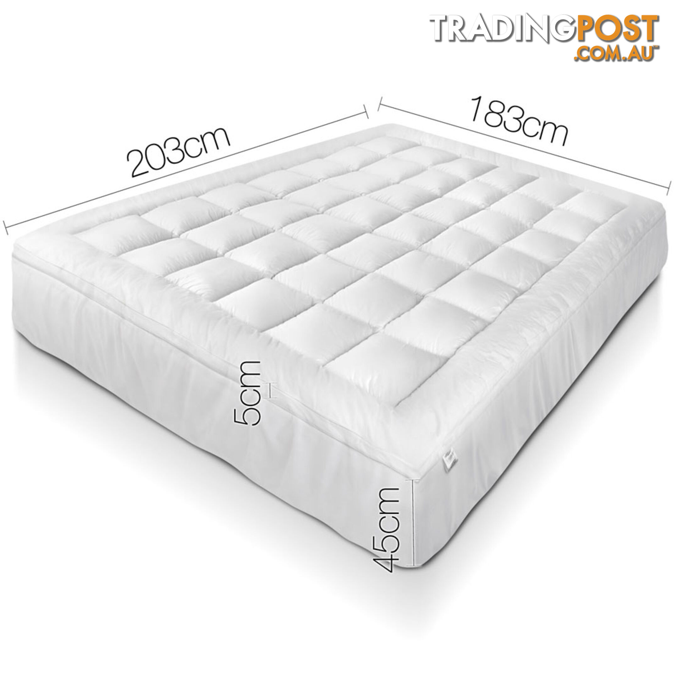 1000GSM Bamboo Fabric Pillowtop Mattress Topper Bed Cover Protector 5cm King