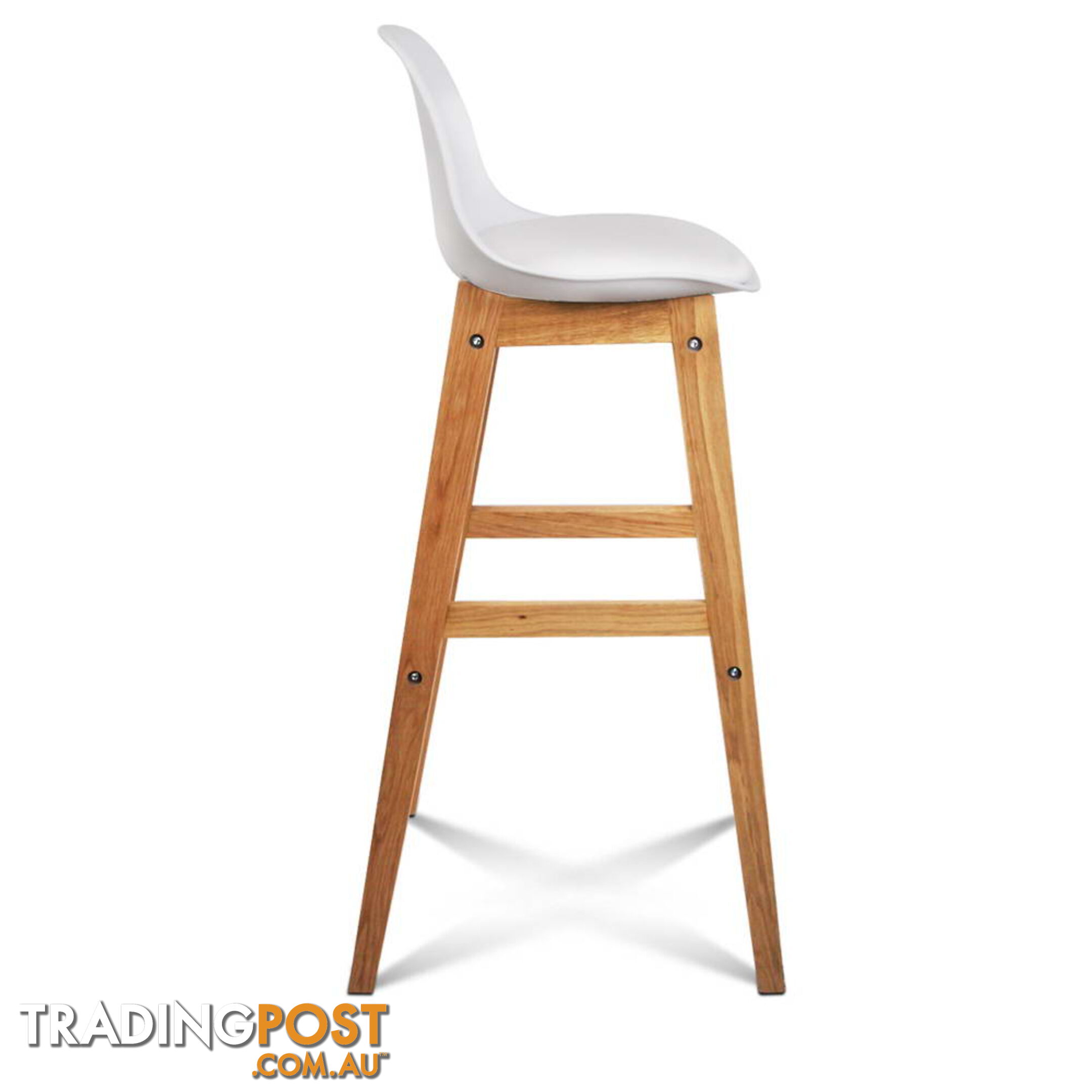 2 x High Seat Back Barstools Kitchen Cafe Office Counter Height Chairs White