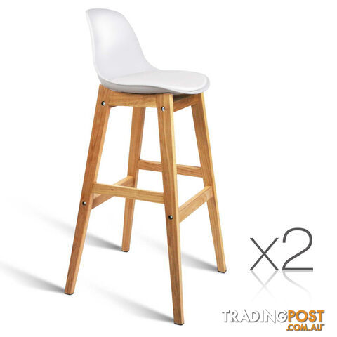 2 x High Seat Back Barstools Kitchen Cafe Office Counter Height Chairs White