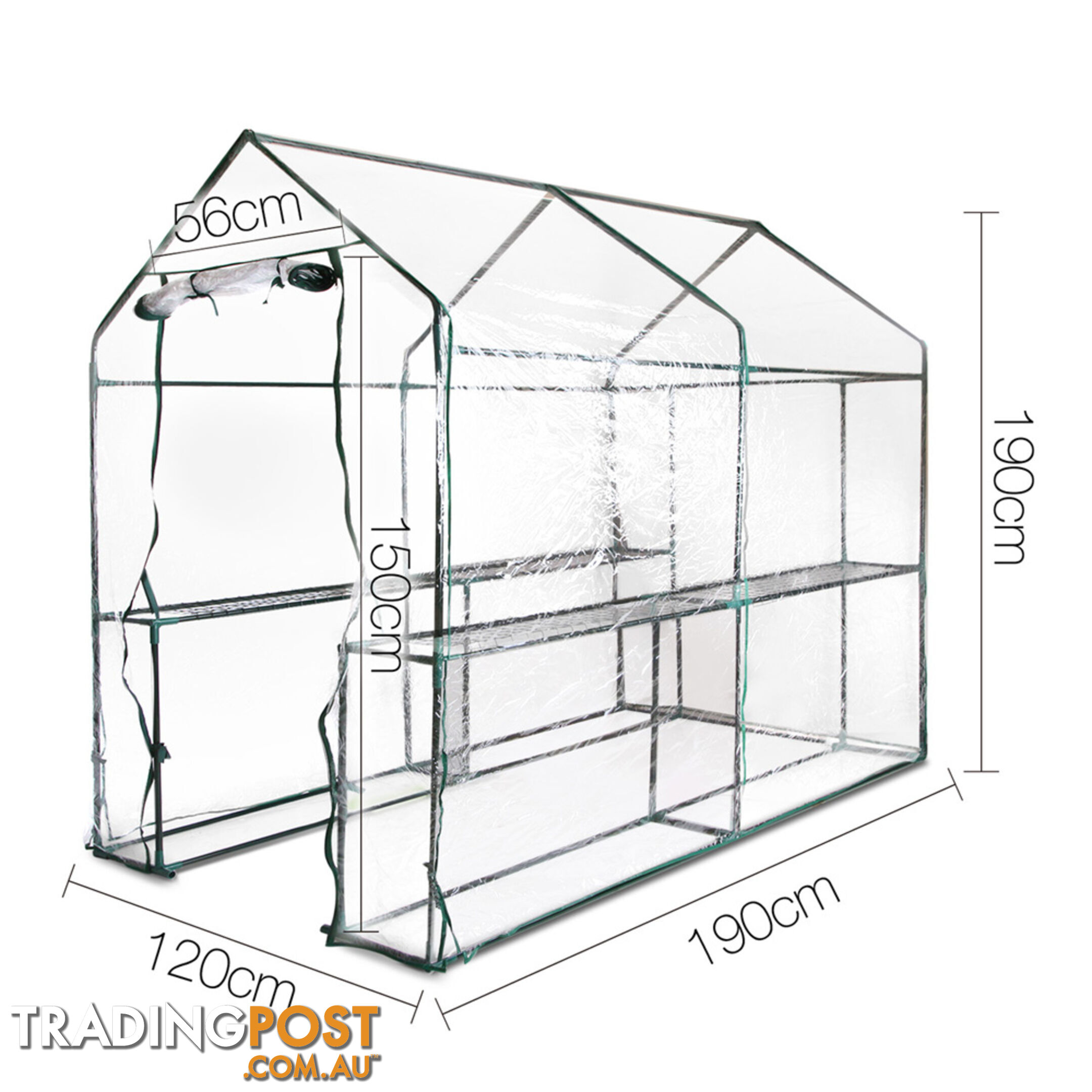 Garden Walk In Greenhouse PVC Cover Plant House Decks Shed Green House 1.9Mx1.2M