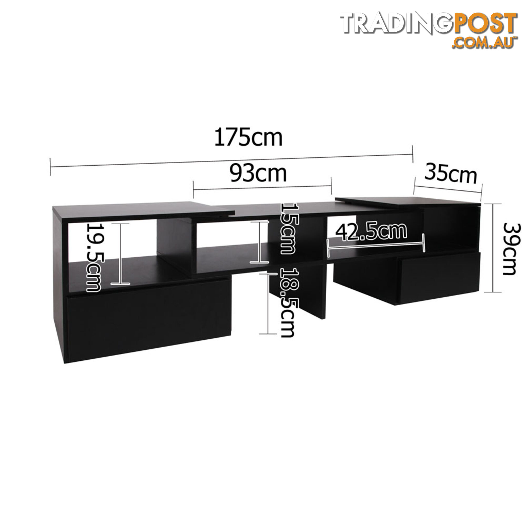 TV Stand Entertainment Unit Adjustable Cabinet Black