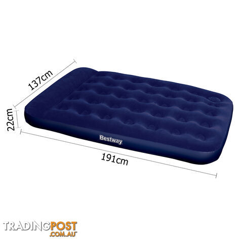 Double Inflatable Air Bed Built-in Foot Pump Flocked Camping Blow Up Mattress