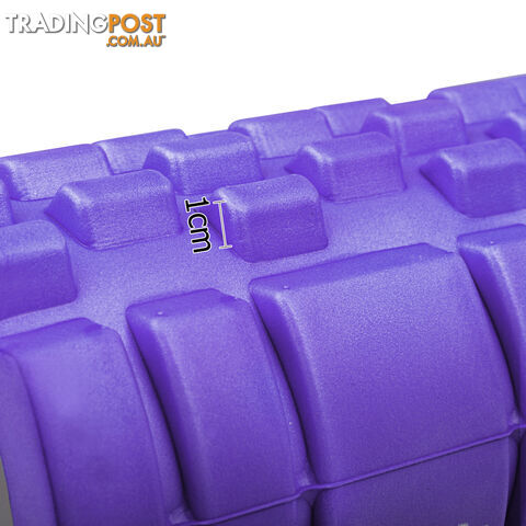 Yoga Gym Pilates EVA Grid Foam Roller Purple 33 x 14cm